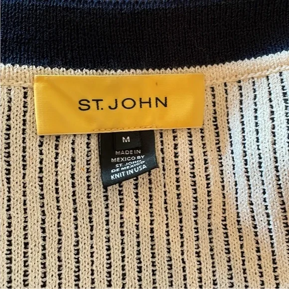 St.John Twin Set Navy/ white Wool Blend Cardigan / Vest size M - Picture 8 of 16